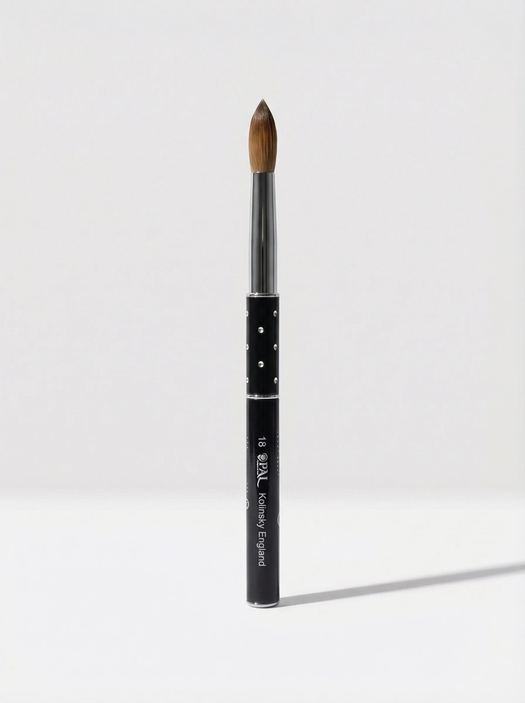 OPAL Black Diamond professional acrylic brushes with Kolinsky sable bristles and crystal-embellished black handles sizes 14 to 22