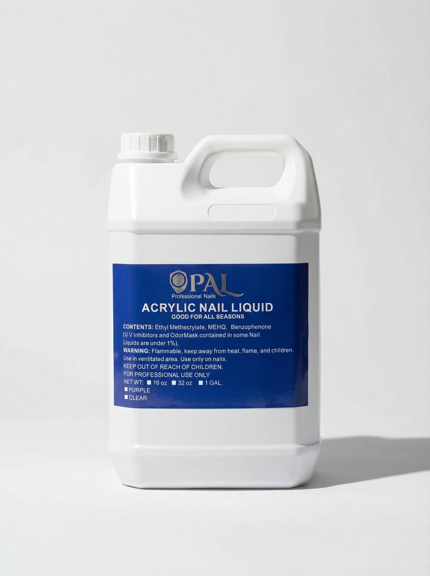 OPAL professional acrylic liquid 1 gallon EMA monomer with UV inhibitors for acrylic nail extensions professional use