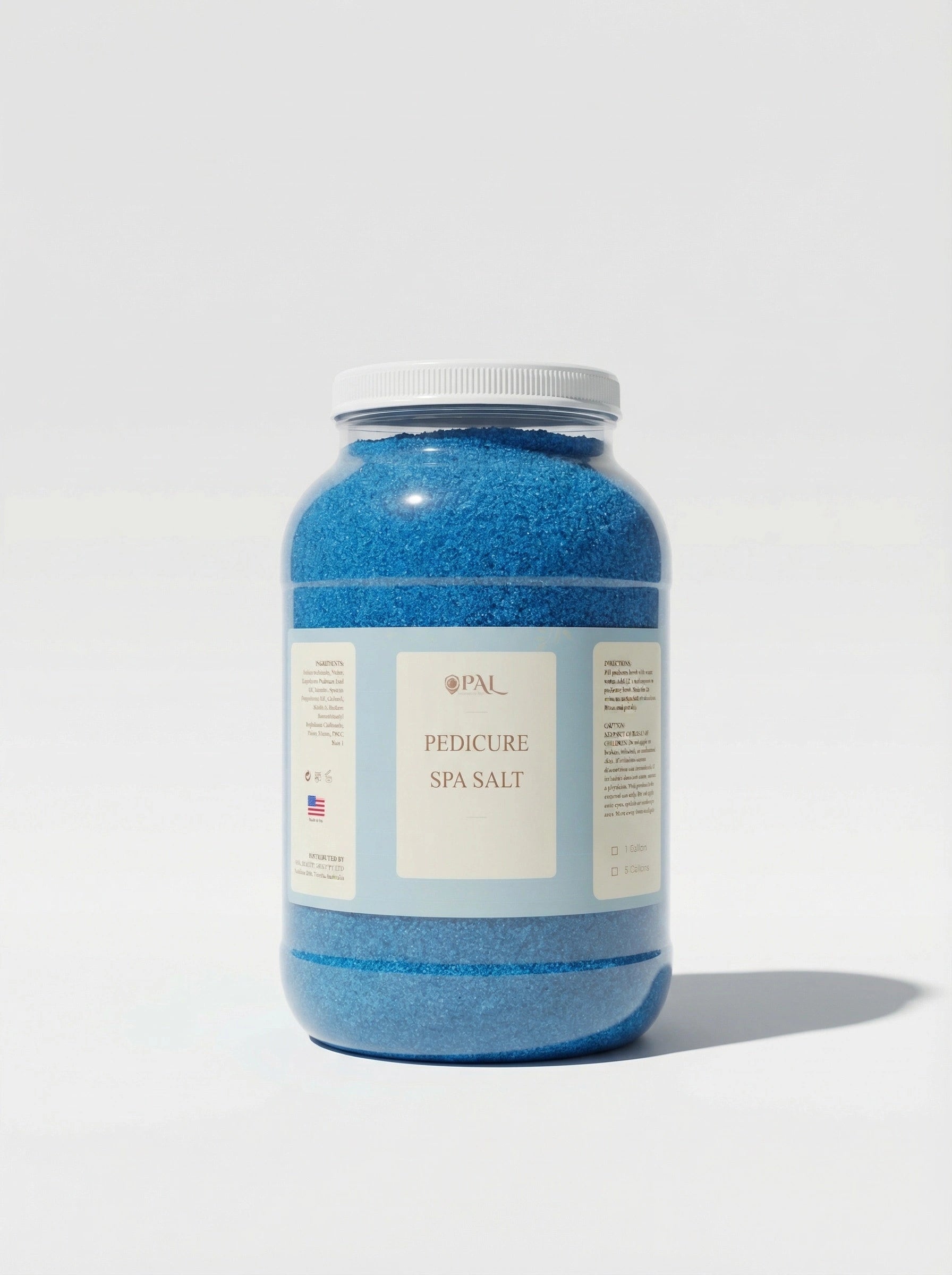 OPAL professional pedicure spa salt 1 gallon jar blue mineral crystals for foot soak in nail salons