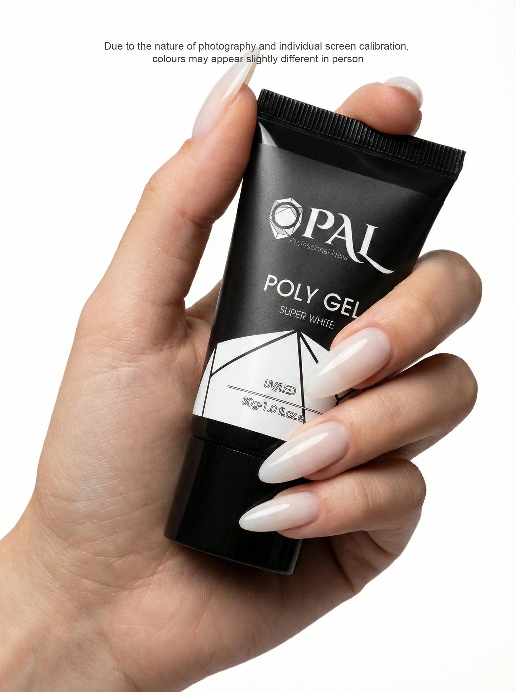 OPAL Professional Poly Gel - Super White 30g (1.0 fl oz) | UV/LED Builder Gel for Nail Extensions & Overlay